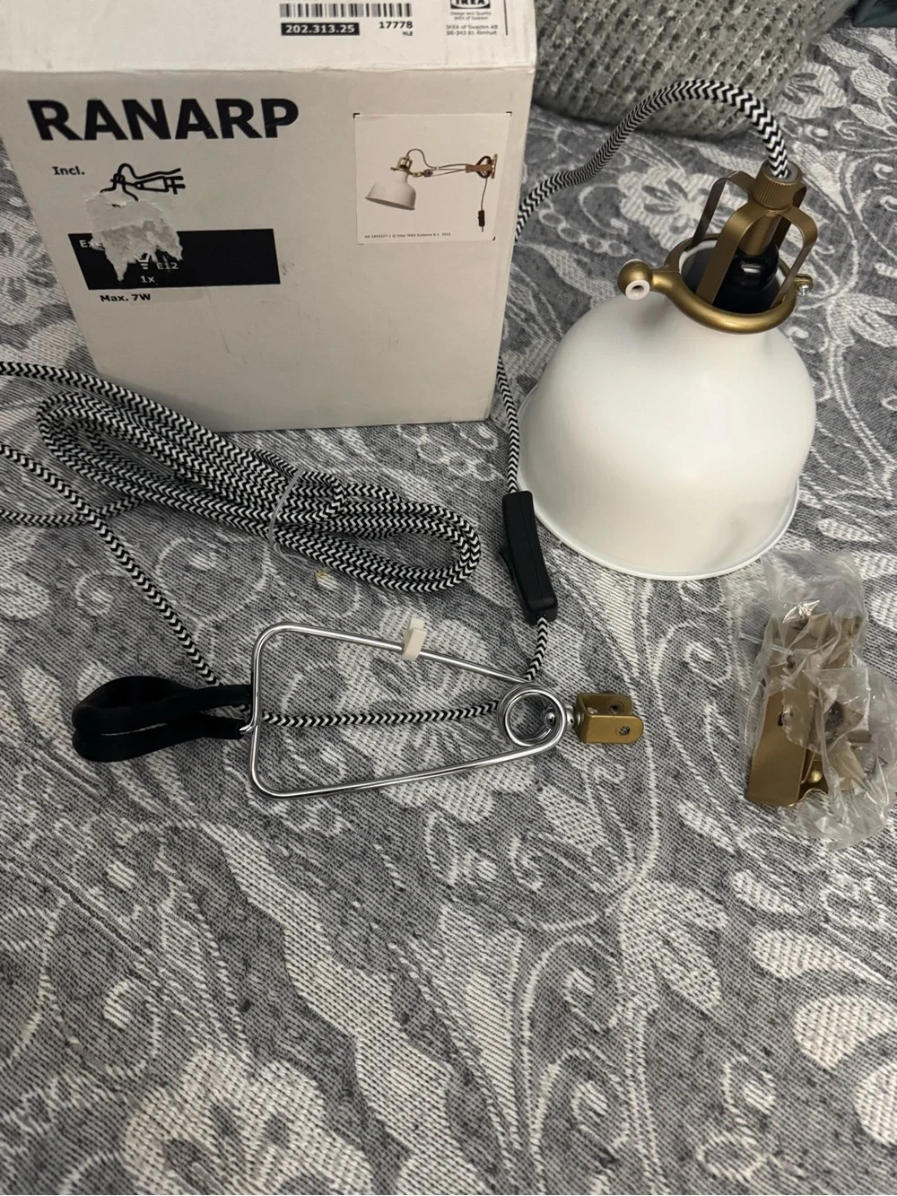 New IKEA Ranarp Wall Clamp Spotlight Lamp White Gold Shelf Desk Bookcase RETRO